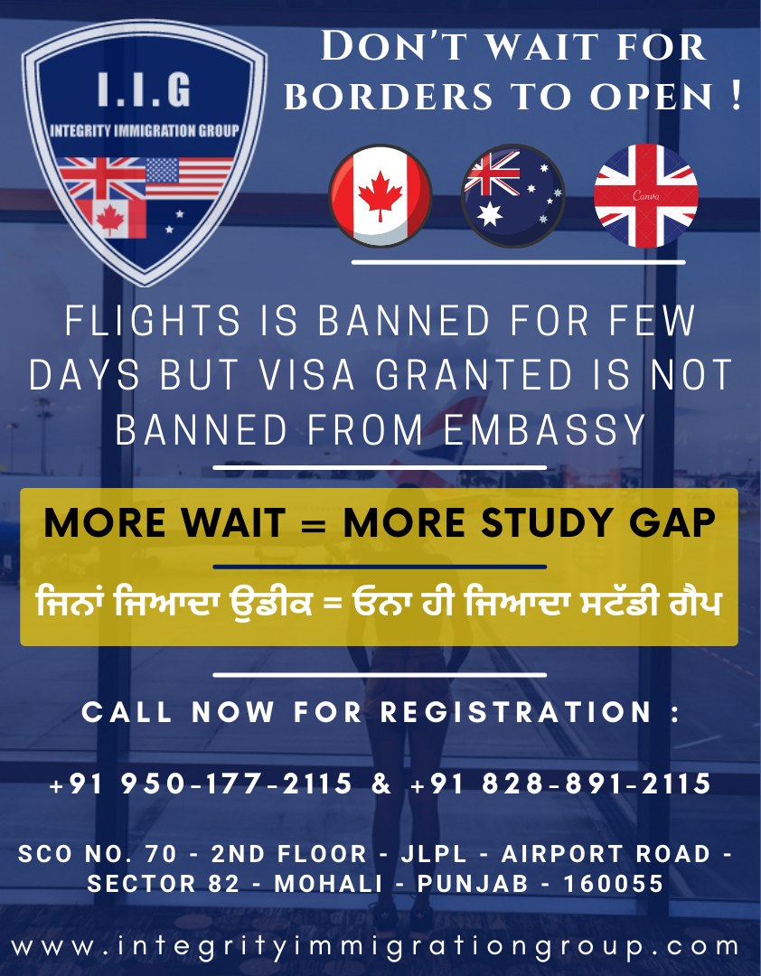 Don't wait for Borders to open Apply Now With I.I.G Immigration