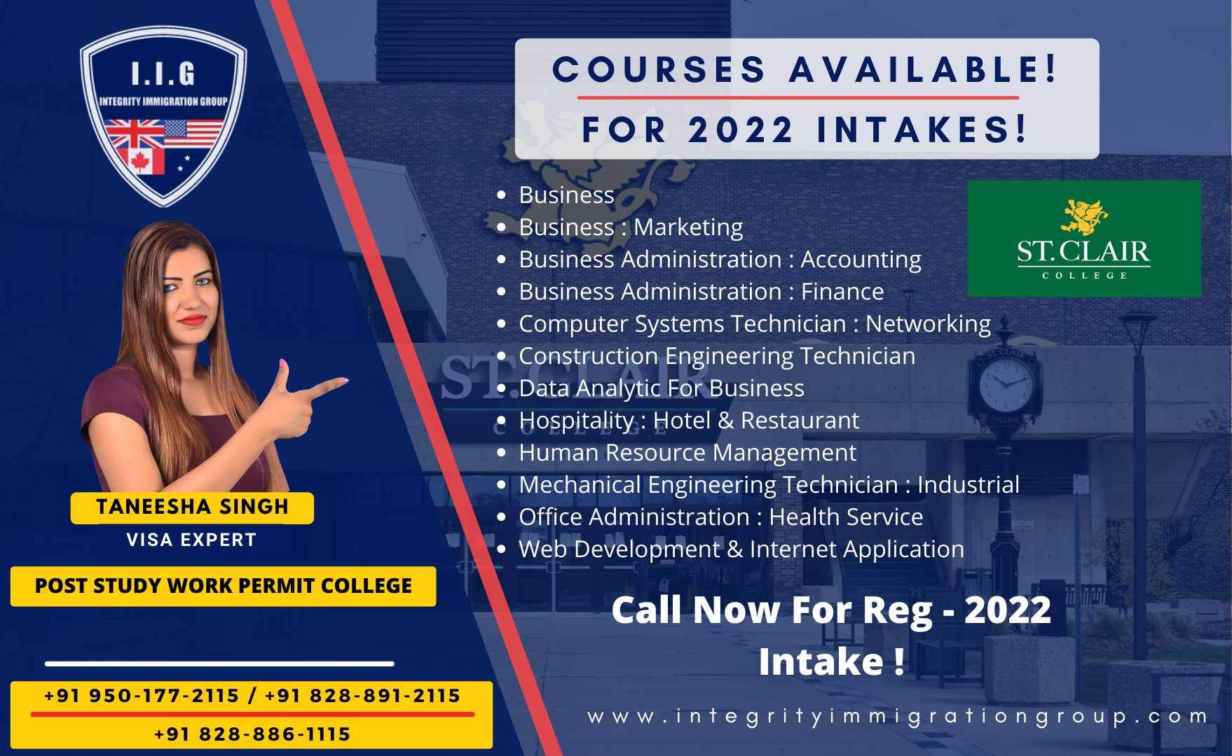 St Clair College - Integrity Immigration Group - 2022 Intake