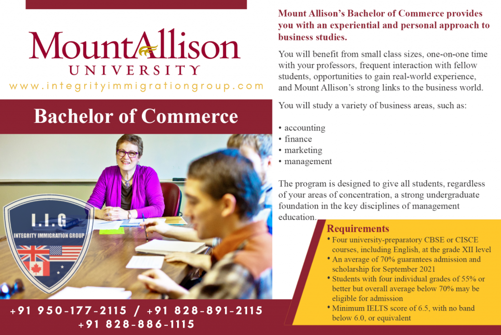Mount Alison University - Integrity Immigration Group - Bachelor of Commerce