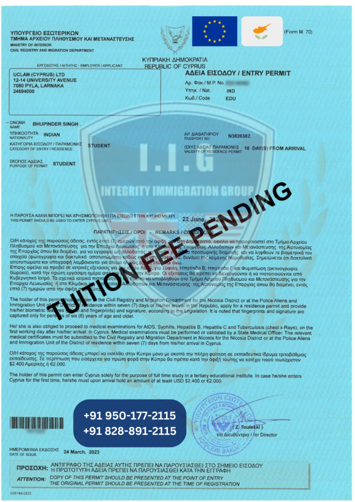 Cyprus Study Visa - IIG Immigration - Rajveer Verma