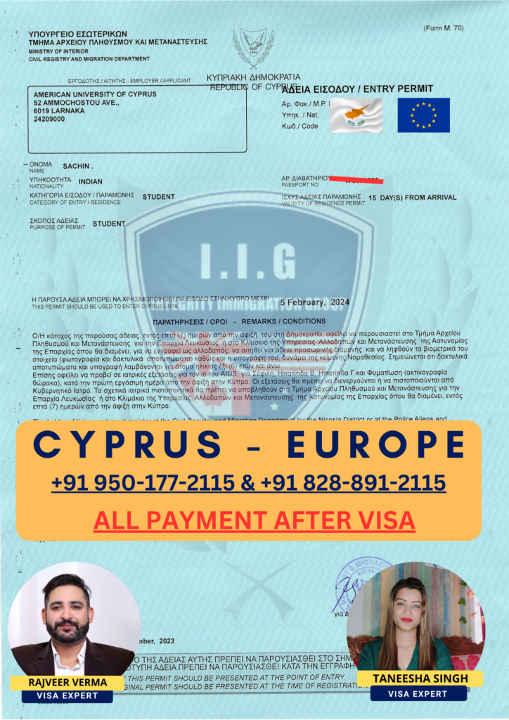 Cyprus Europe Visa - Sachin- IIG Immigration