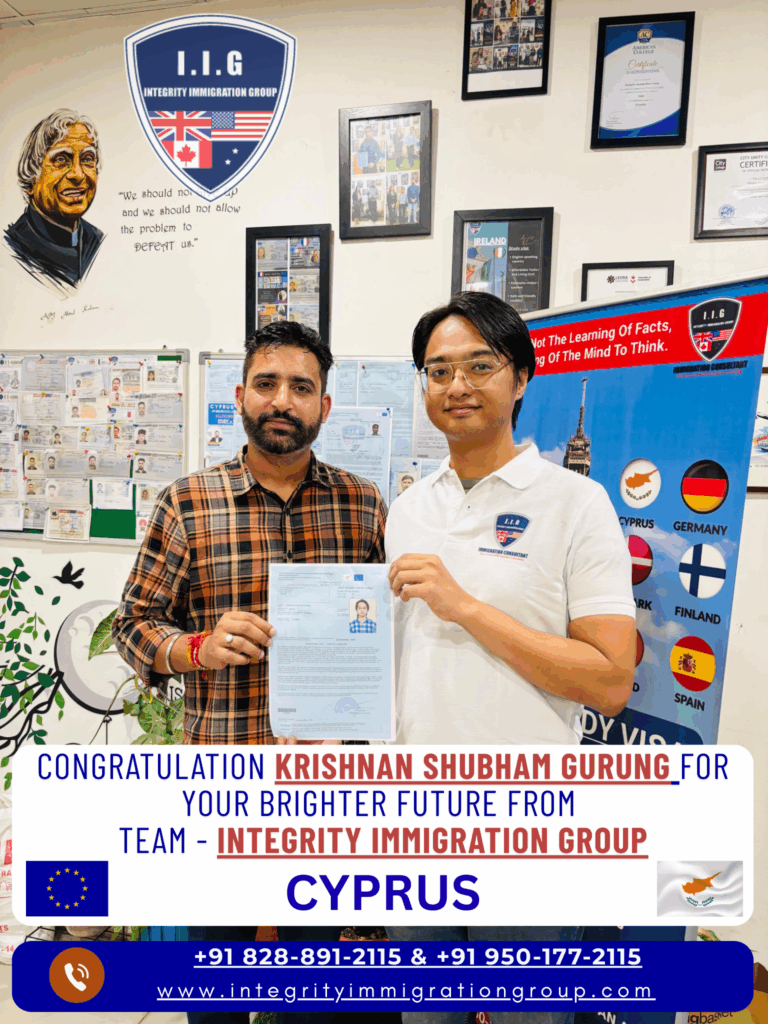 Cyprus - Europe - Schengen Study + Shubham Gurung - Work Visa - Integrity Immigration Groups
