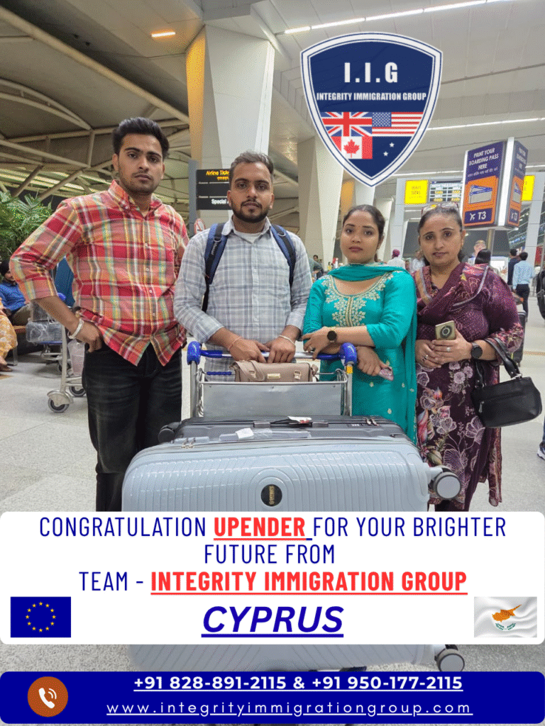 Congratulation UPENDER for your brighter future from team - integrity immigration group