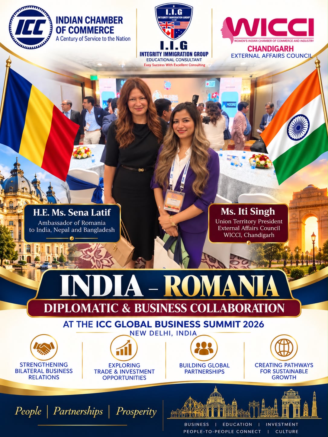 Romania Embassy Ambassador - Ms. Sena Latif Europe Schengen Business Meet with Integrity Immigration Group Ms. Taneesha Singh